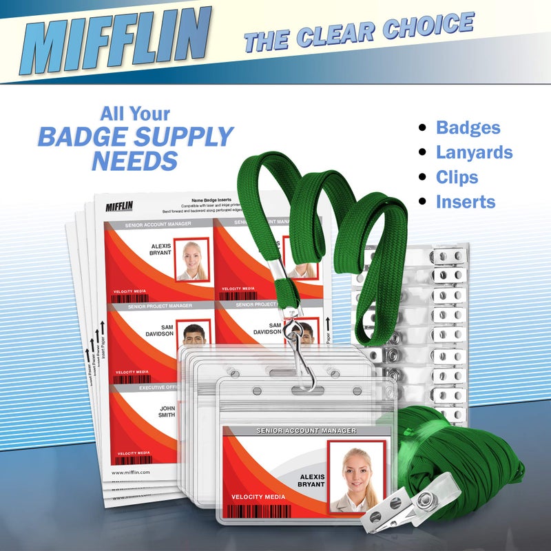 MIFFLIN-USA Flat Lanyards for ID Badges (Green, 36 Inch, 25 Pack), Comfortable Neck Straps - Image 5